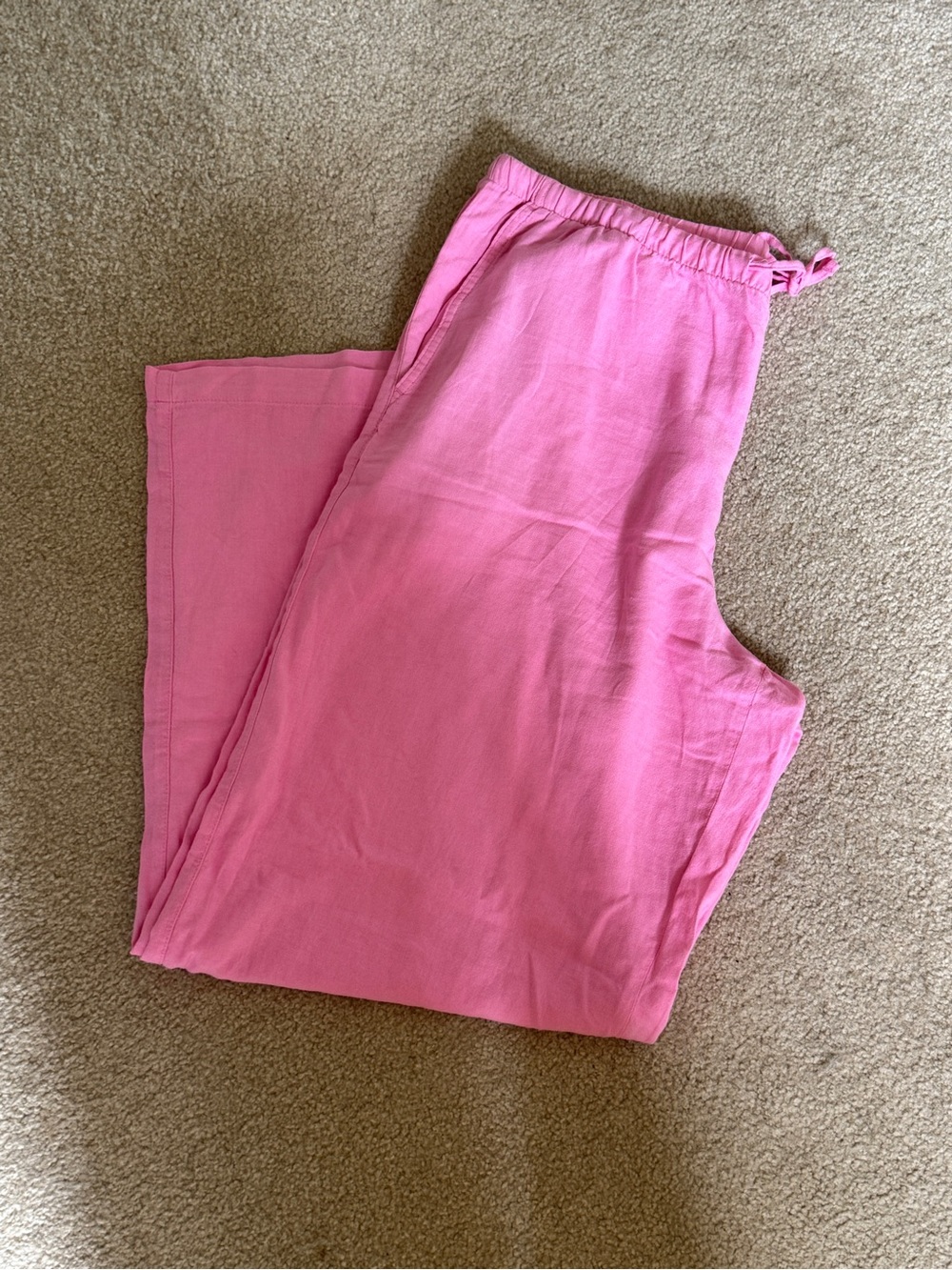 GAP Pink Linen Pull-On Wide Leg Pants XL Tall
